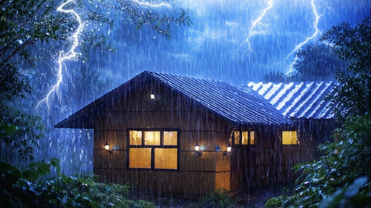 Heavy Rain on Metal Roof with Thunder | Powerful Thunderstorm Sounds for Deep Sleep