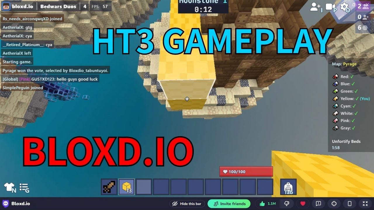 Bedwars with my friend with some jittering. HT3 Gameplay