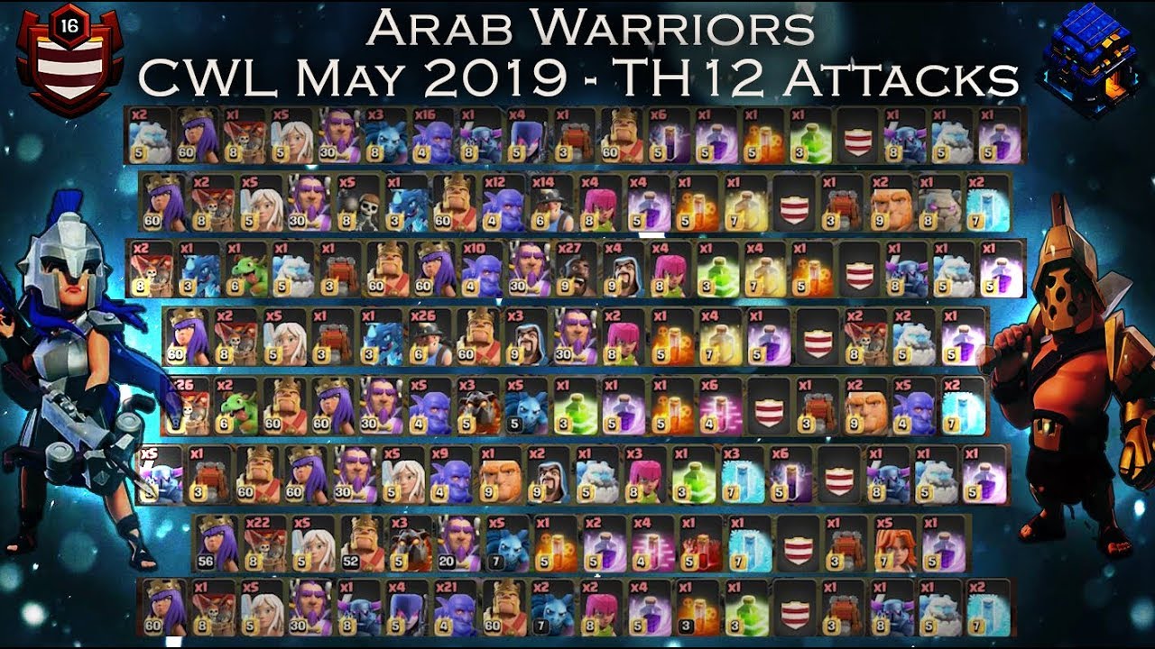 All Best TH12 Attack Strategies in One Video | CWL May 2019 | Arab Warriors
