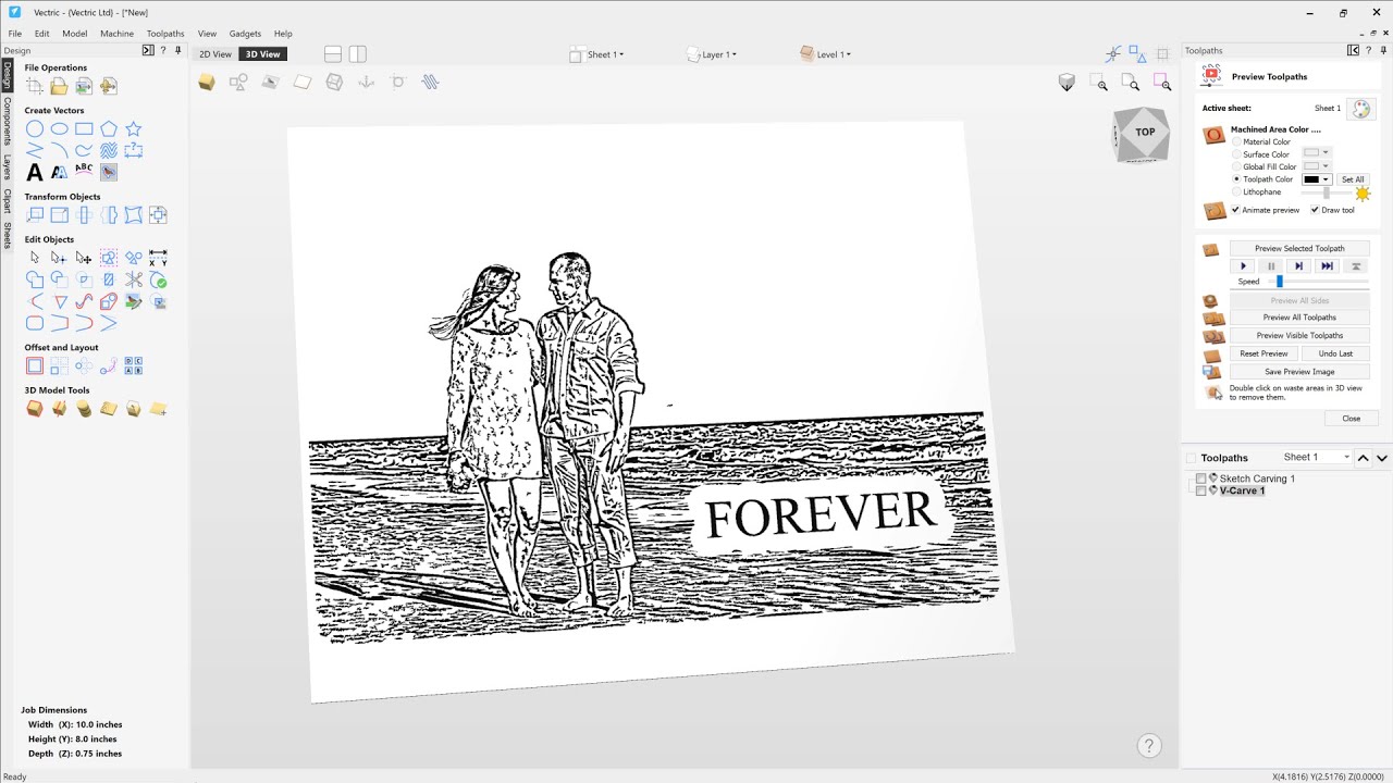How to use the sketch carving toolpath | 2.5D Toolpaths | V12.5 Tutorials
