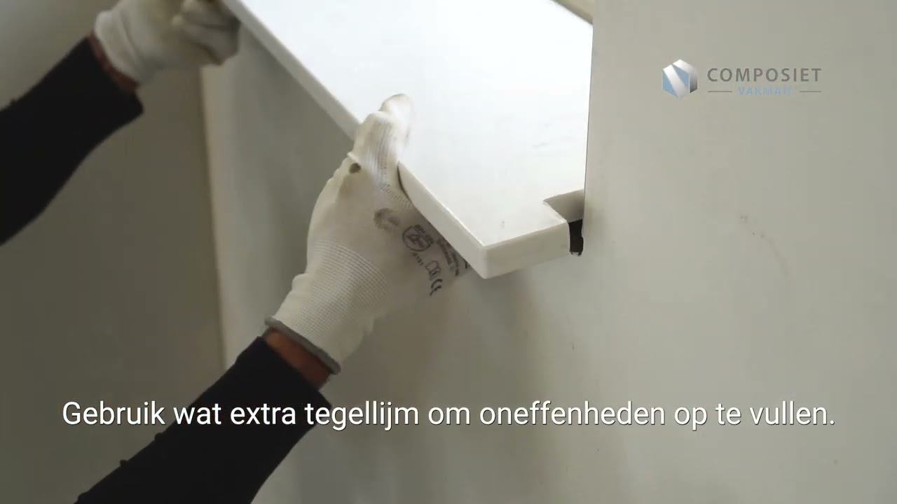 Vensterbank plaatsen - met tegellijm n&aacute; stucwerk