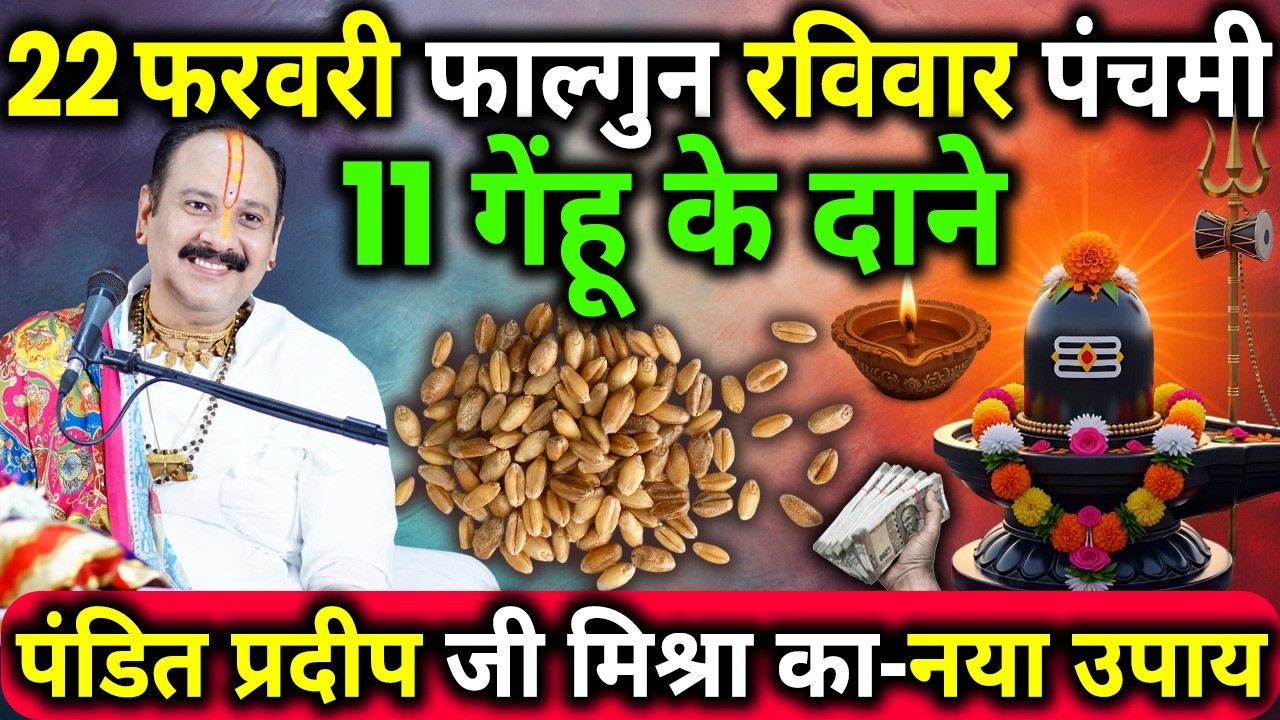 22 फरवरी फाल्गुन रविवार पंचमी तिथि के दिन 11 गेंहू के दाने वाला उपाय जरुर करे || Pradeep Ji Mishra