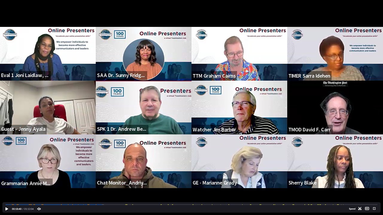 09 February - Video Replay - Online Presenters Toastmasters