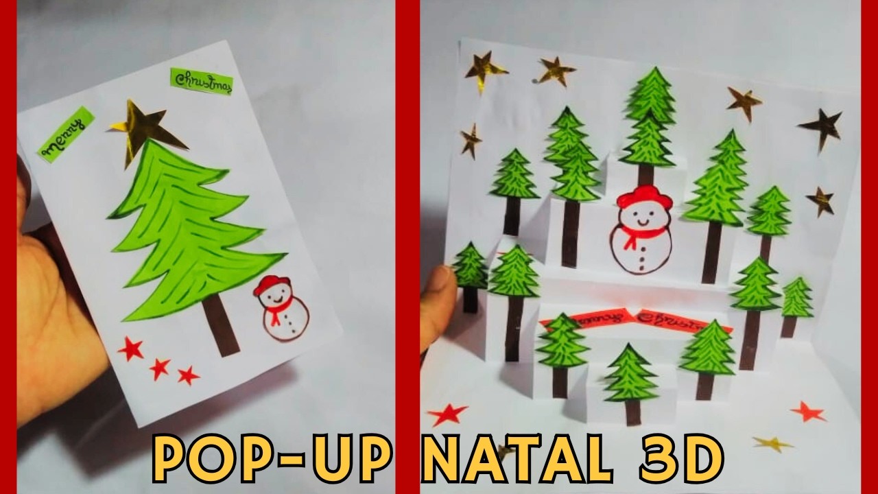 Como Fazer Cartão Pop Up de Natal Passo a Passo 🎄 | Cartão 3D Fácil!
