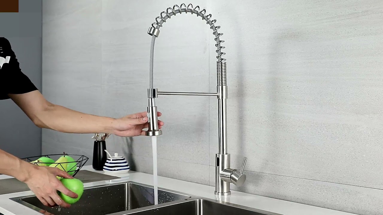 Robinet de Cuisine intelligent de capteur infrarouge automatique &agrave; 360&deg; Rotation extractible en inox