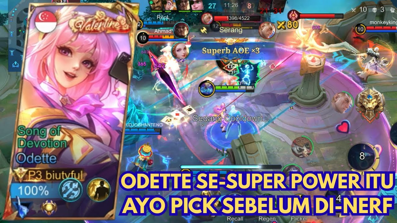TERNYATA ODETTE SEKUAT ITU ‼️SEKALI COMBO MUSUH LANGSUNG HILANG ❤️❤️❤️ #MLBBGoldenMonth #MLBBCreator