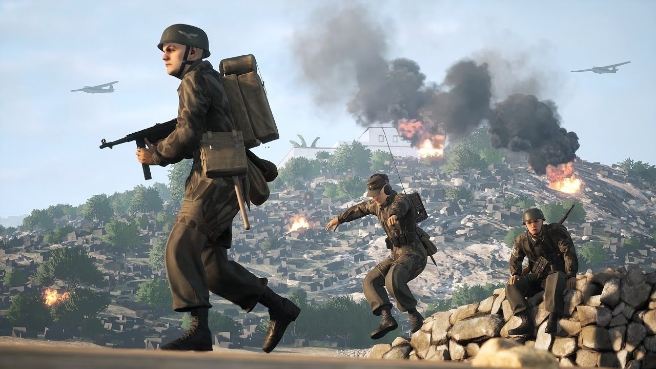 Squad 44 - Fallschirmjäger Attacking the Airfield of Rethymno - 4K