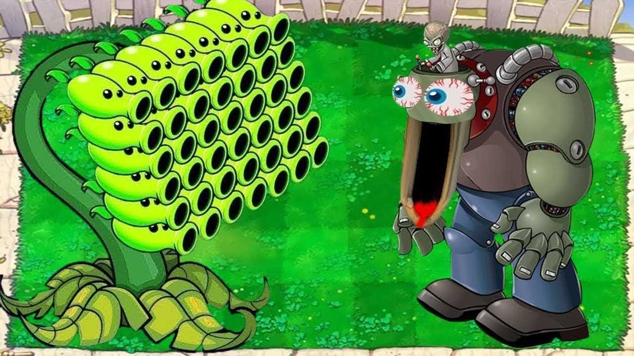 99 Gatling Pea vs Dr Zomboss Mech - Giga Gargantuar Joins the Fight | PvZ Hack