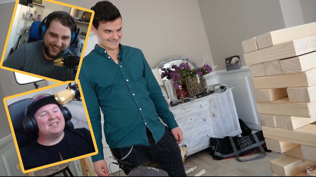 Sei bloß vorsichtig 😂😂 | Tourette spielt XXL Jenga und rastet mit Tims Hund aus! reaction