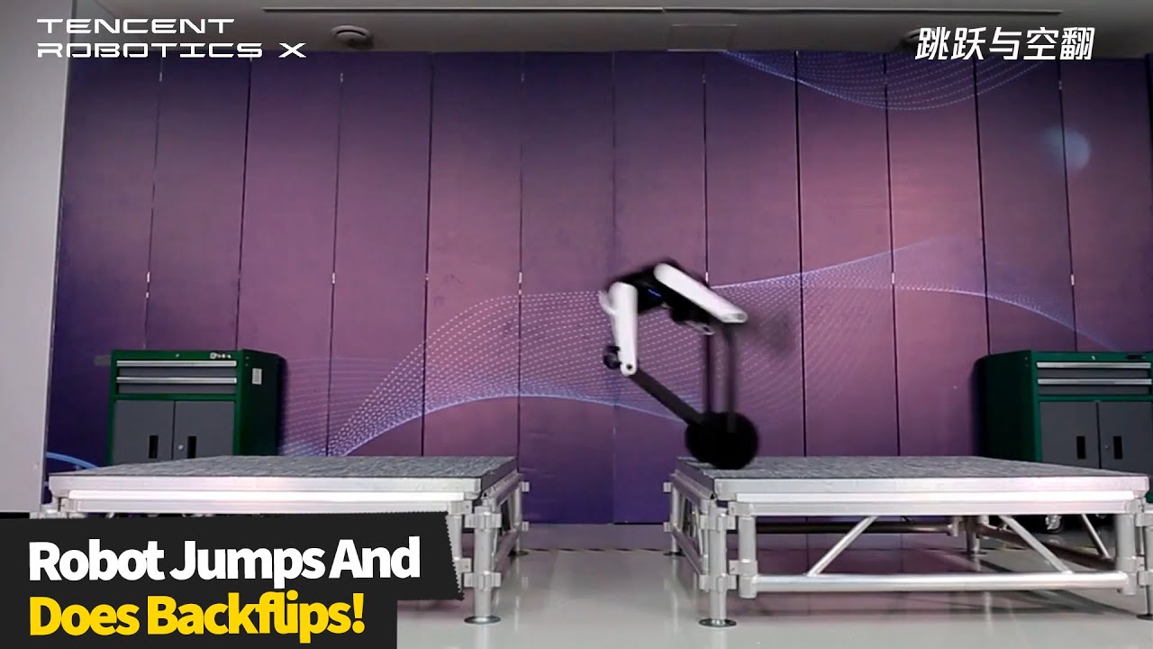 Chinese company unveils wheel-legged robot that can jump and do flips