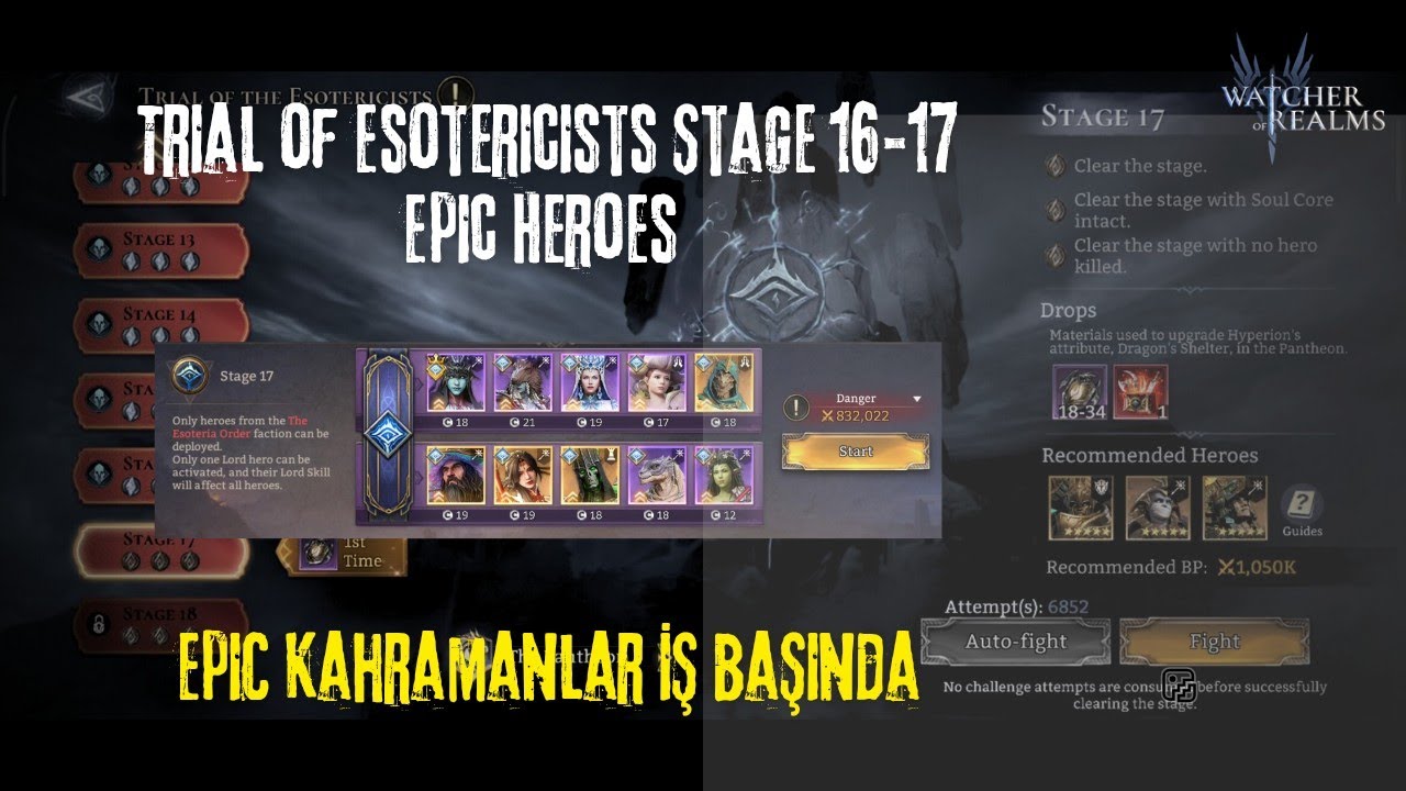 Trial of Esotericists Stage 16-17(Epic Heroes) - Watcher of Realms #watcherofrealms 