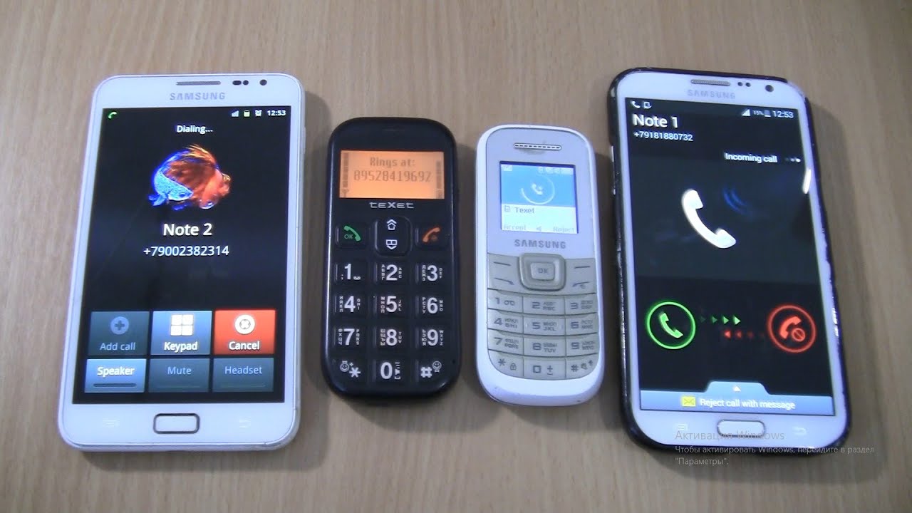 Incoming call & Outgoing call at the Same Time TEXET 111+Samsung Galaxy Note 1 white+Note 2+1200M