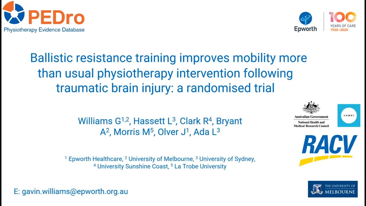 Ballistic resistance training for people with traumatic brain injury: Summary (PEDroJournalClub)