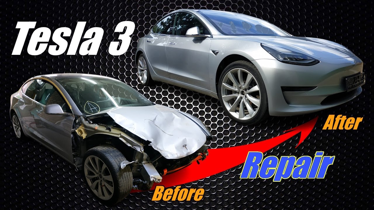 Way to Repairing  front end of the Tesla 3 | front end  damage repairing