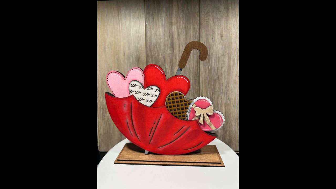 Wooden Valentine Insert for the Interchangeable Umbrella Shelf Sitter Take 2