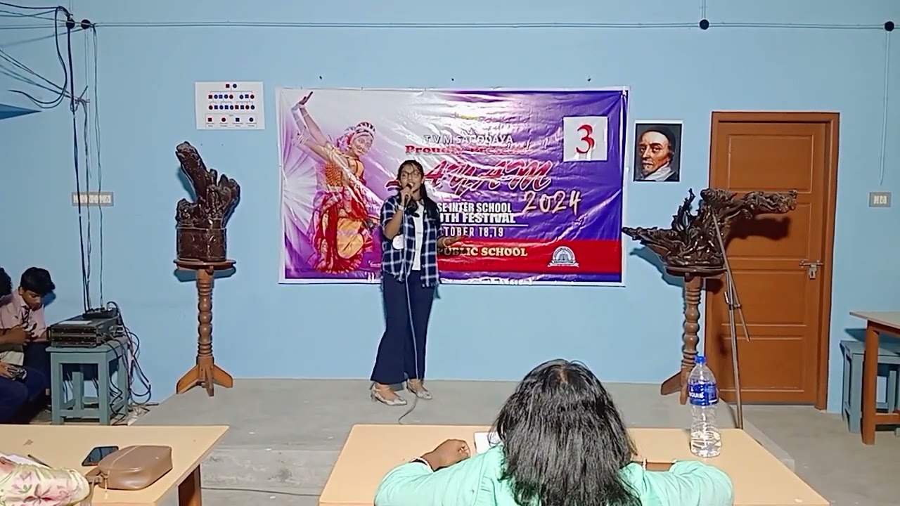 anchoring second prize/Trivandrum Sahodaya CBSC/pathu on stage