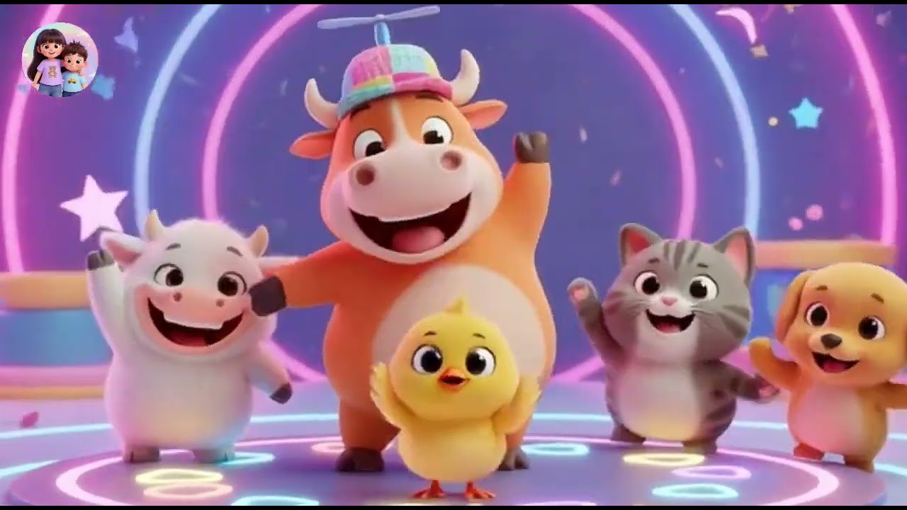 Boi DJ do Chapéu Colorido 🎧🐮 | Música Infantil Neon para Dançar | Tum Tum Tum
