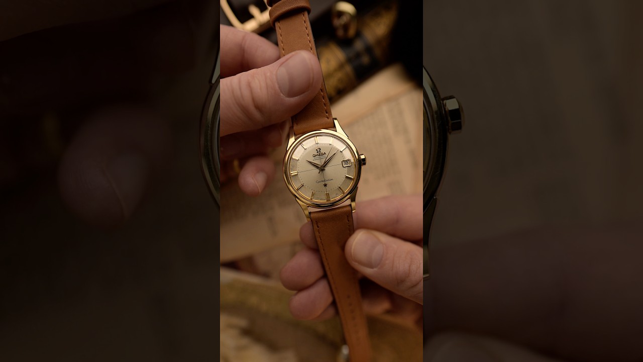 Часы Omega Constellation Pie Pan 14393, диаметр 34 мм, 18-каратное желтое золото, 1960 год.