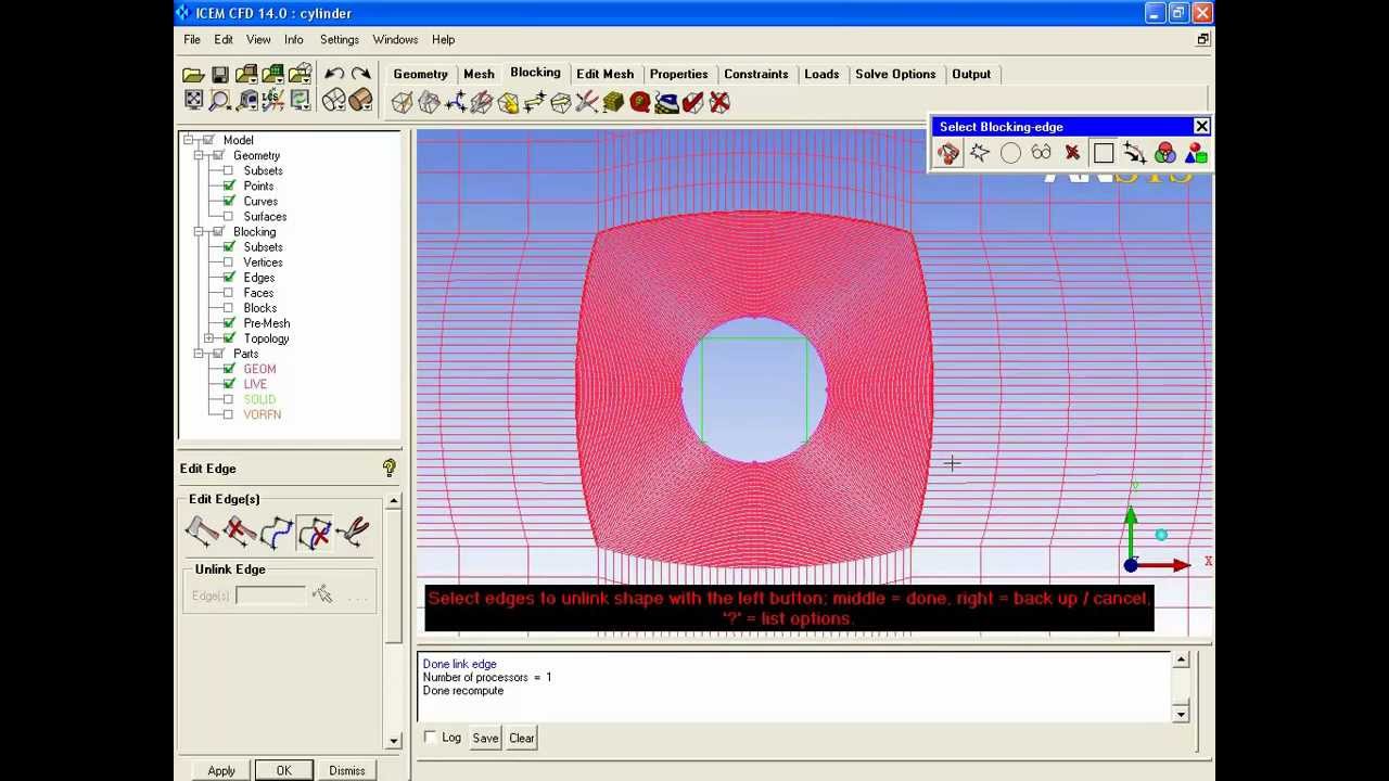 2d cylinder Hexa mesh in ICEM CFD (1/3)