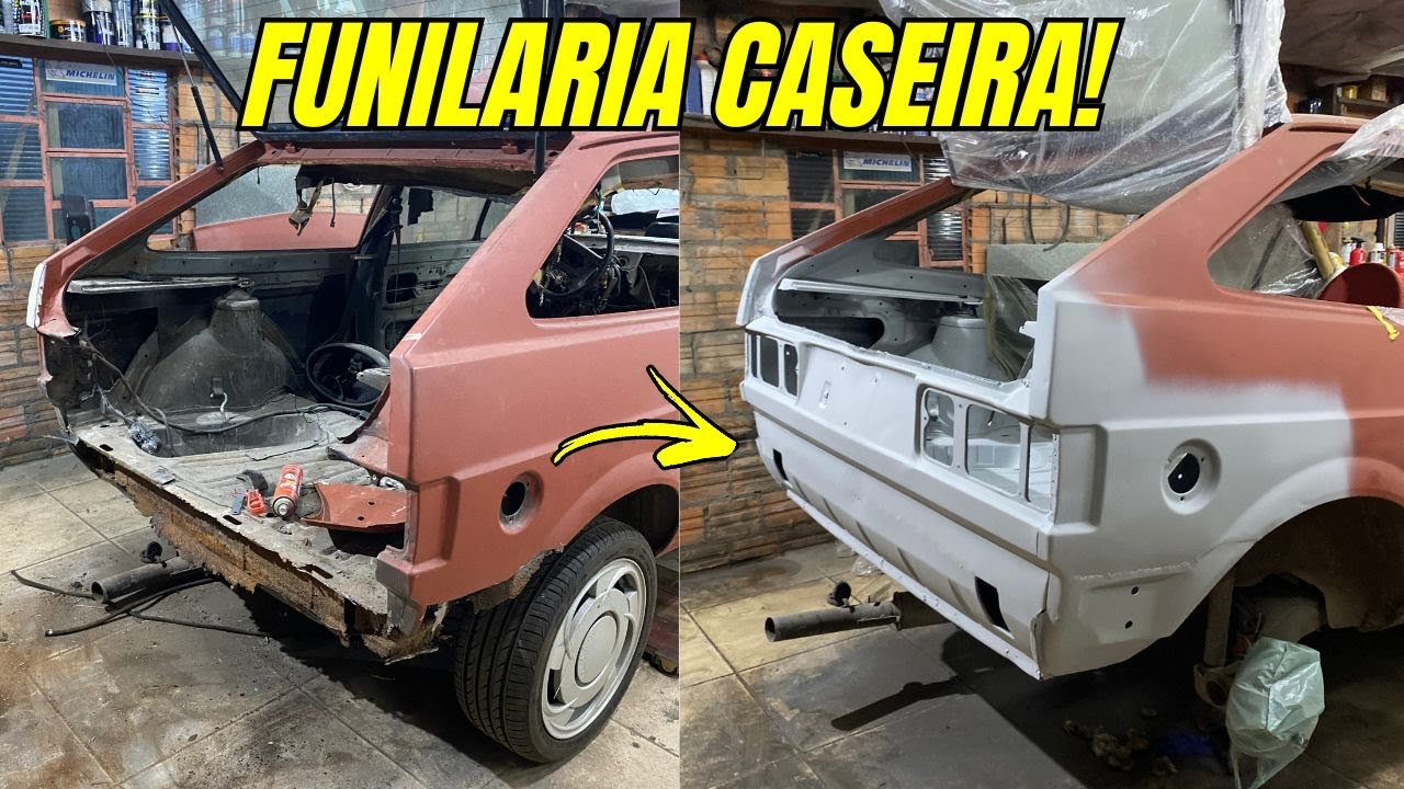 Gol GTS ganhando vida: Remendo no paralama e primer na traseira!