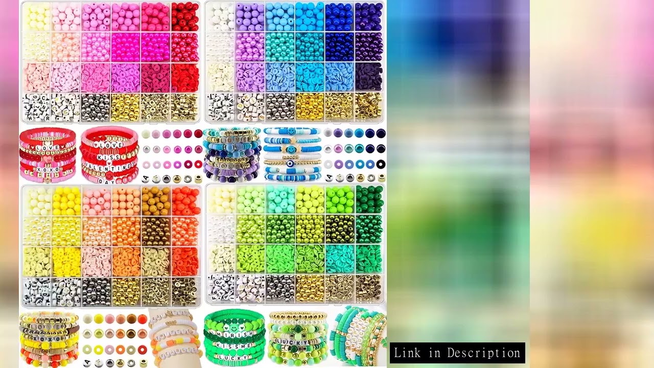 2220pcs Clay Beads Bracelet Making Kit 24 Colors Flat Preppy Beads Polymer Clay Beads for Friendship