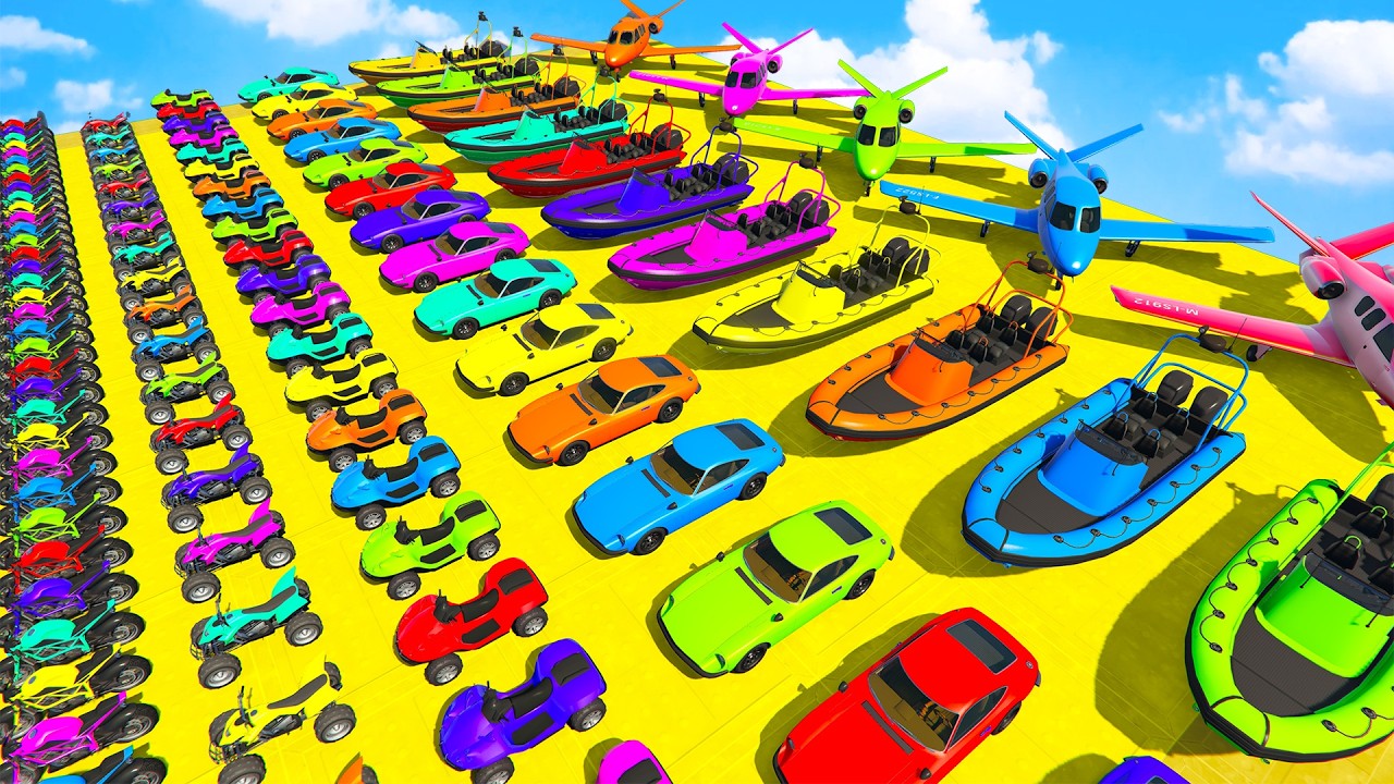 GTA V SPIDER-MAN Mods Stunt  Motor Racing Challenge Jump Amazing Super Car Motocycles and Boats