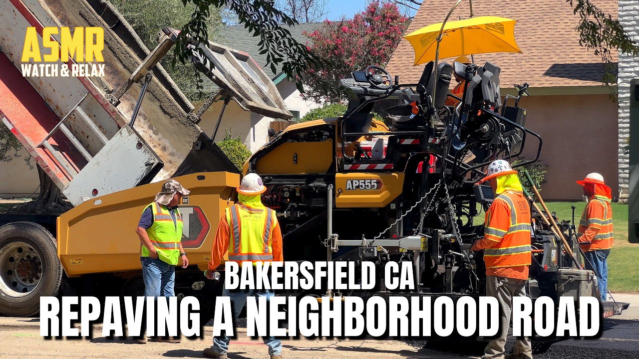 1 Hour Of Men Hard At Work Repaving A Neighborhood Road | 4K 60FPS ASMR