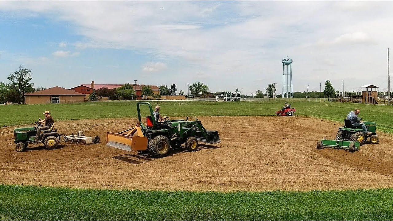 Tractor Day at the Ball Park!  Garden & Compact Tractors with Pull Type Box Scrapers In Action!
