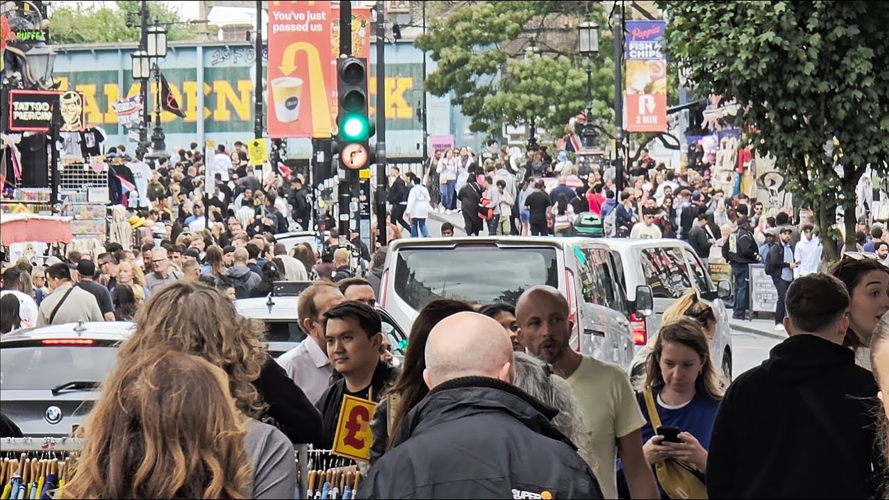 People, Sights & Sounds *** Walking tour CAMDEN Town *** Visiting LONDON City *** Summer Walk 2024