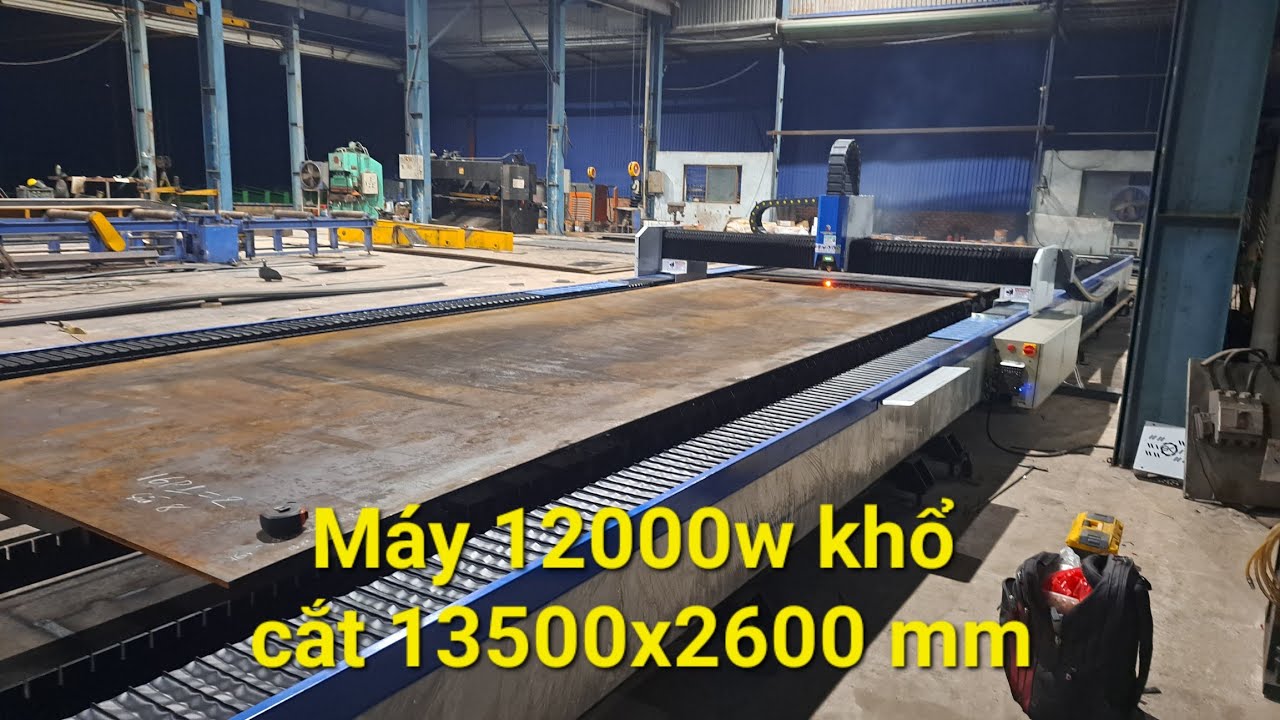 Siêu máy cắt laser dài 13000x2600 mm - 12000W. #cypcut #raytools #12000w