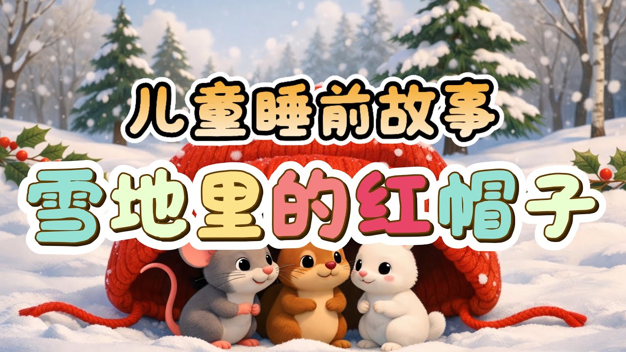 儿童睡前故事｜《雪地里的红帽子》温暖友情儿童故事｜儿童故事｜晚安故事｜幼儿故事｜儿童成长故事｜亲子共读｜幼儿情绪启蒙｜Bedtime Story for Kids｜儿童故事频道｜幼儿频道｜儿童绘本故事
