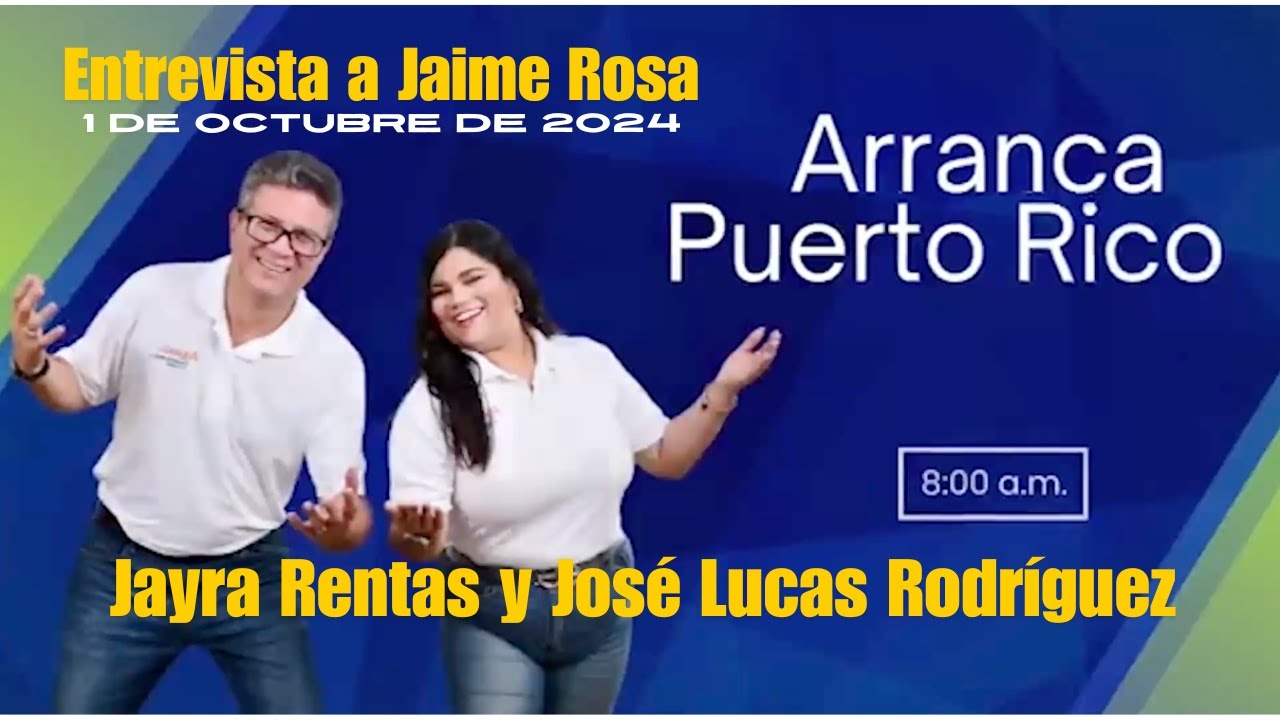 Jayra Rentas y José Lucas Rodríguez entrevistan Jaime Rosa en el programa Arranca Puerto Rico