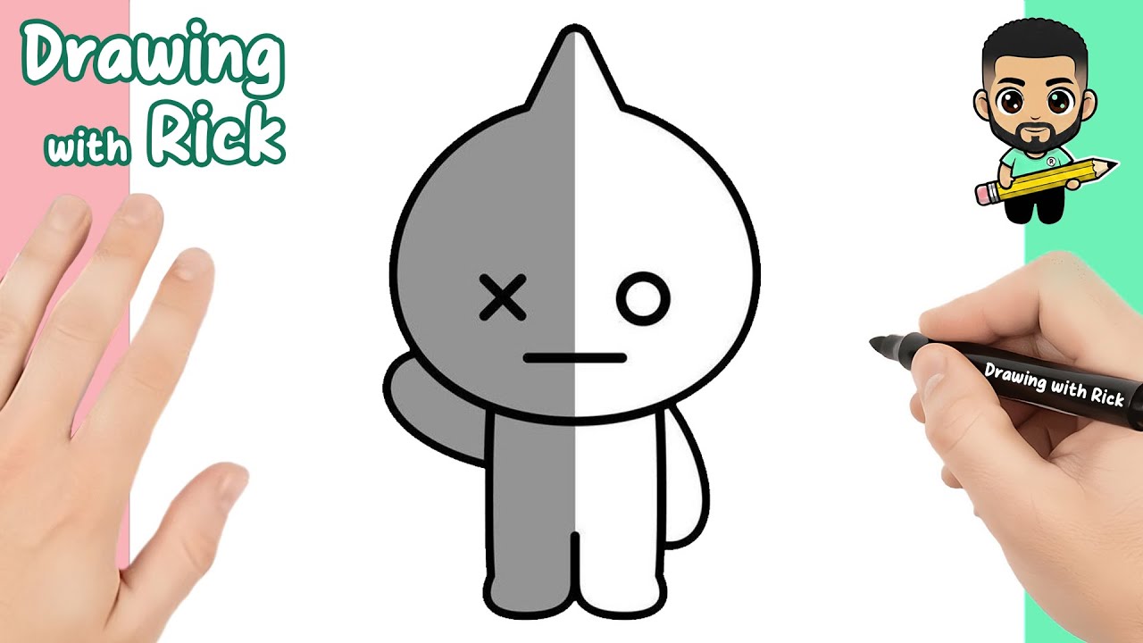 How to Draw VAN from BT21 (BTS) Step by Step 🤖✨ | Easy BTS Character Drawing Tutorial