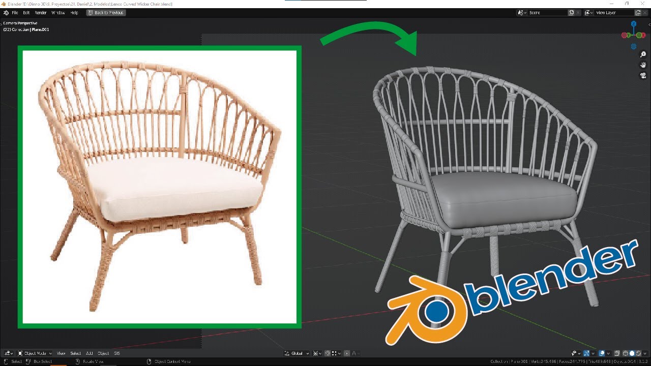 Speed Modeling - Lenco Curved Wicker Chair