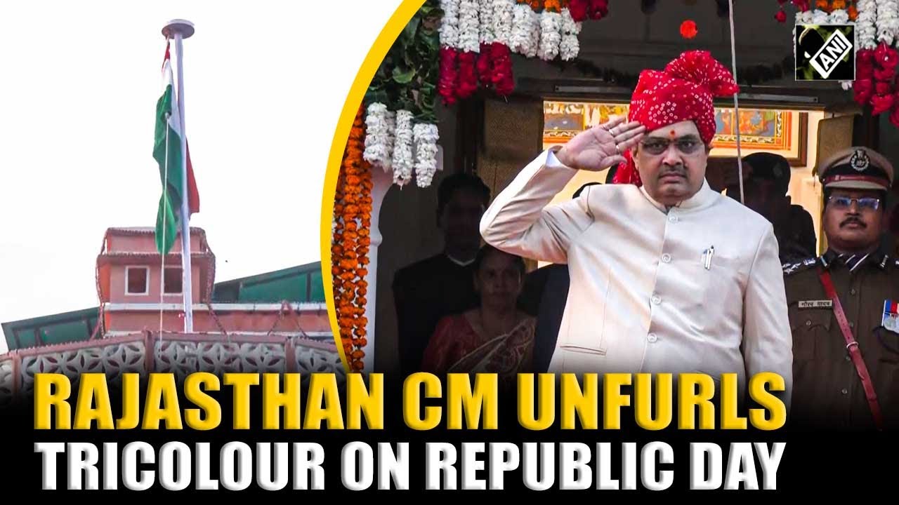 Rajasthan CM Bhajanlal Sharma unfurls the ‘Tricolour’ at his residence in Jaipur