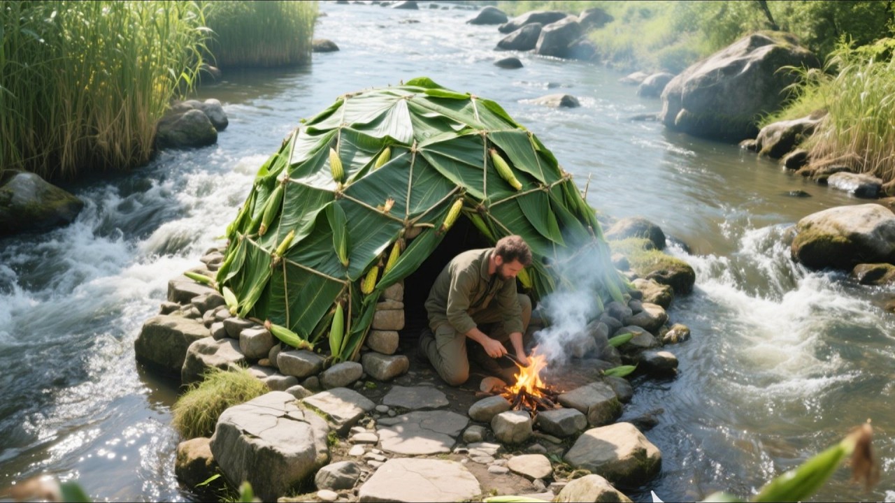 A Stone Dome Shelter Built in the River