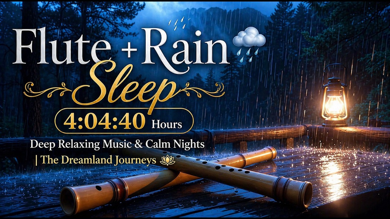 Flute + Rain Sleep 🌧️ 4:04:40 Hours Deep Relaxing Music & Calm Nights | The Dreamland Journeys
