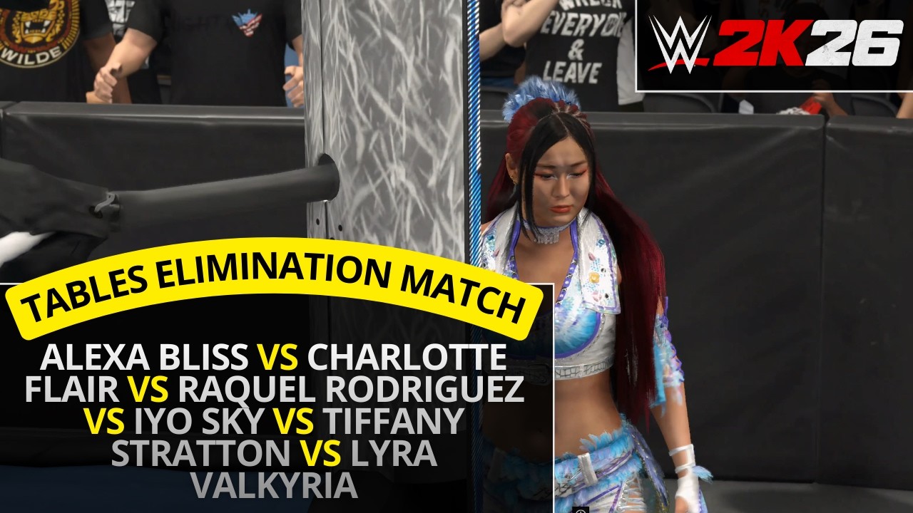 WWE 2K26 – Charlotte Flair vs Alexa Bliss vs Iyo Sky vs Tiffany Stratton (Tables Elimination Match)