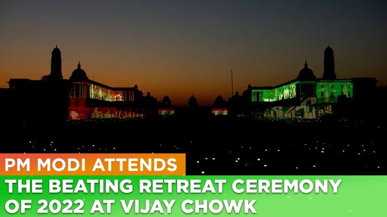 PM Modi attends the Beating Retreat Ceremony of 2022 at Vijay Chowk
