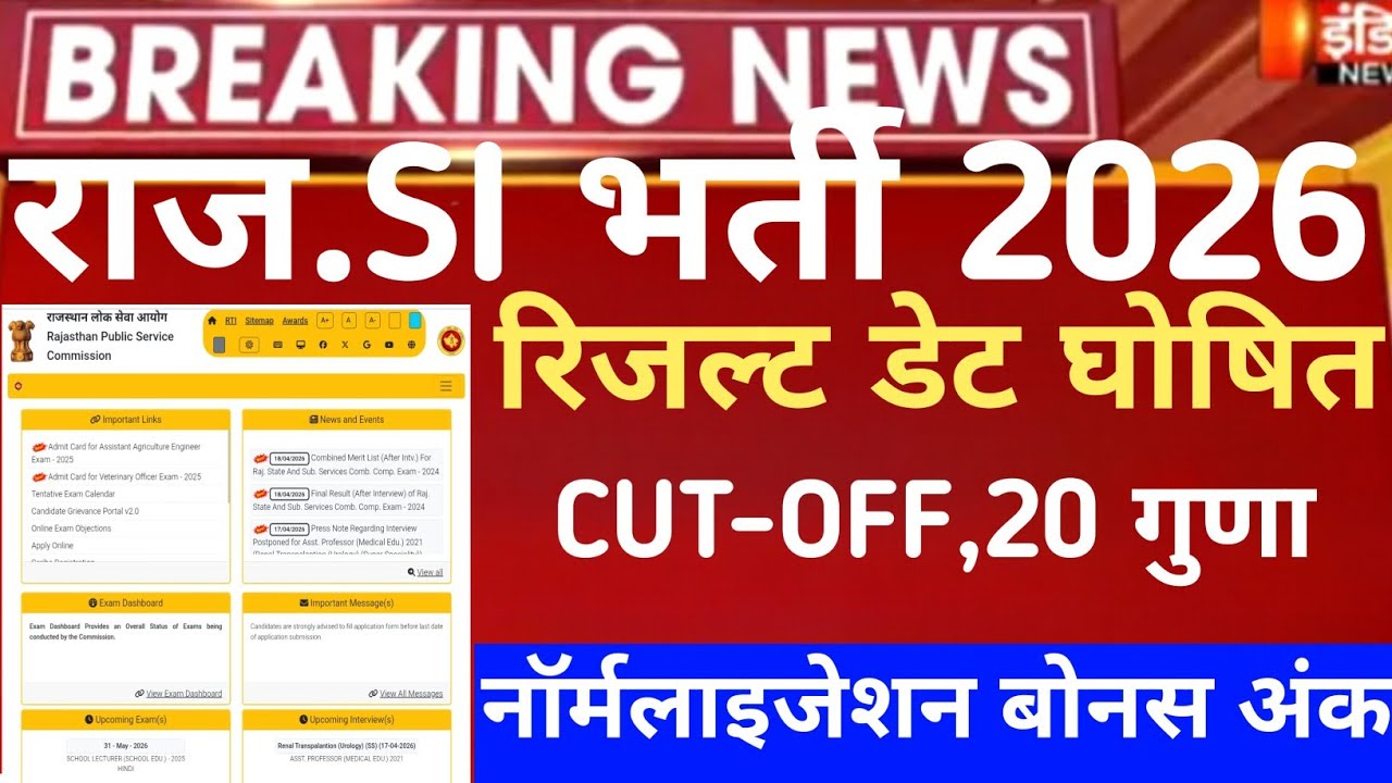 Rajasthan si result 2026/Rpsc si exam CUT-OFF 2026/Rpsc si result 2026/Rpsc si physical test 2026