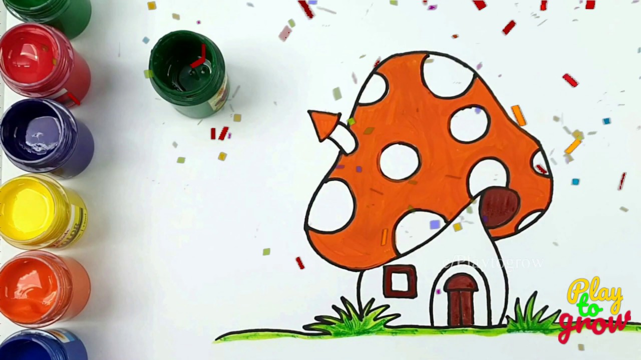How to draw Smurfs mushroom house / Play to grow