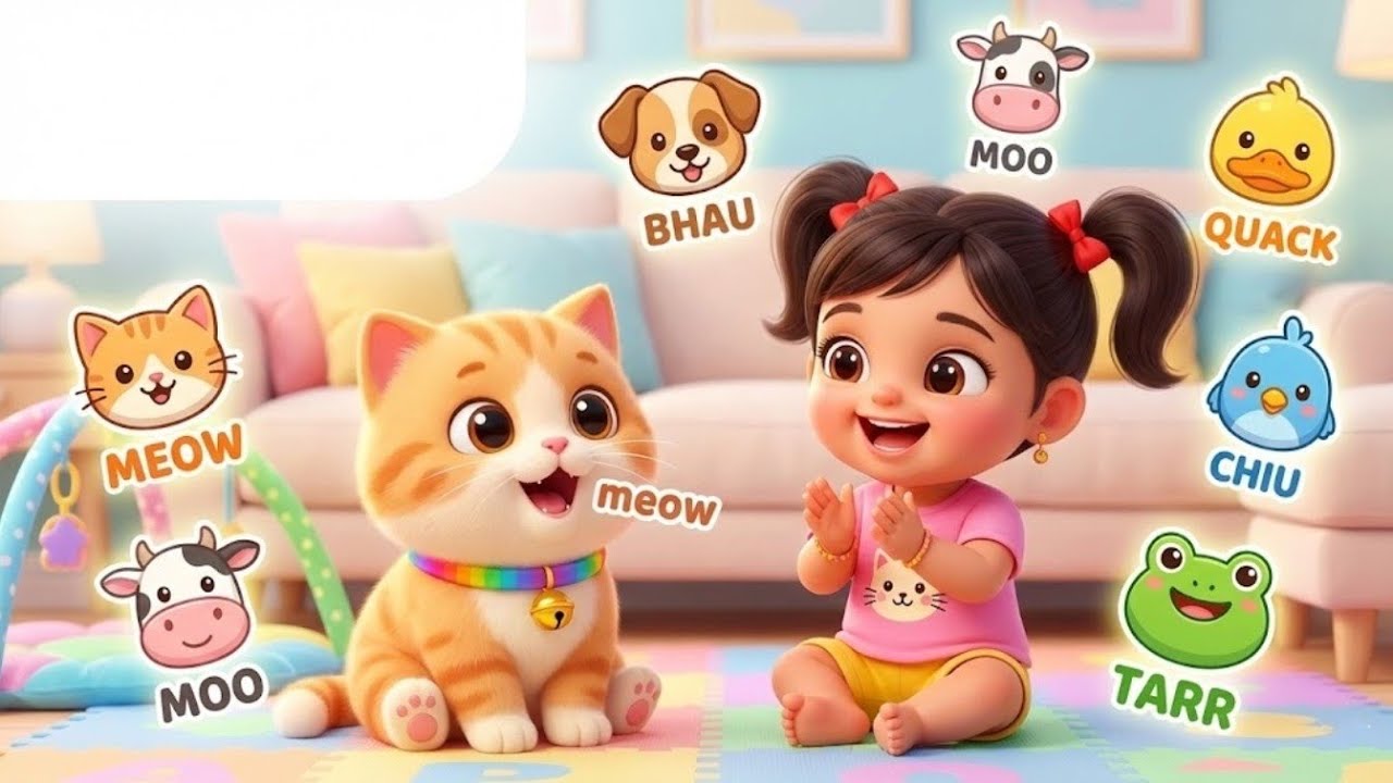 Baby Animal Sounds Song | Meow Meow with Mimi Meow-Meow & Gudiya | Hindi Kids Rhyme
