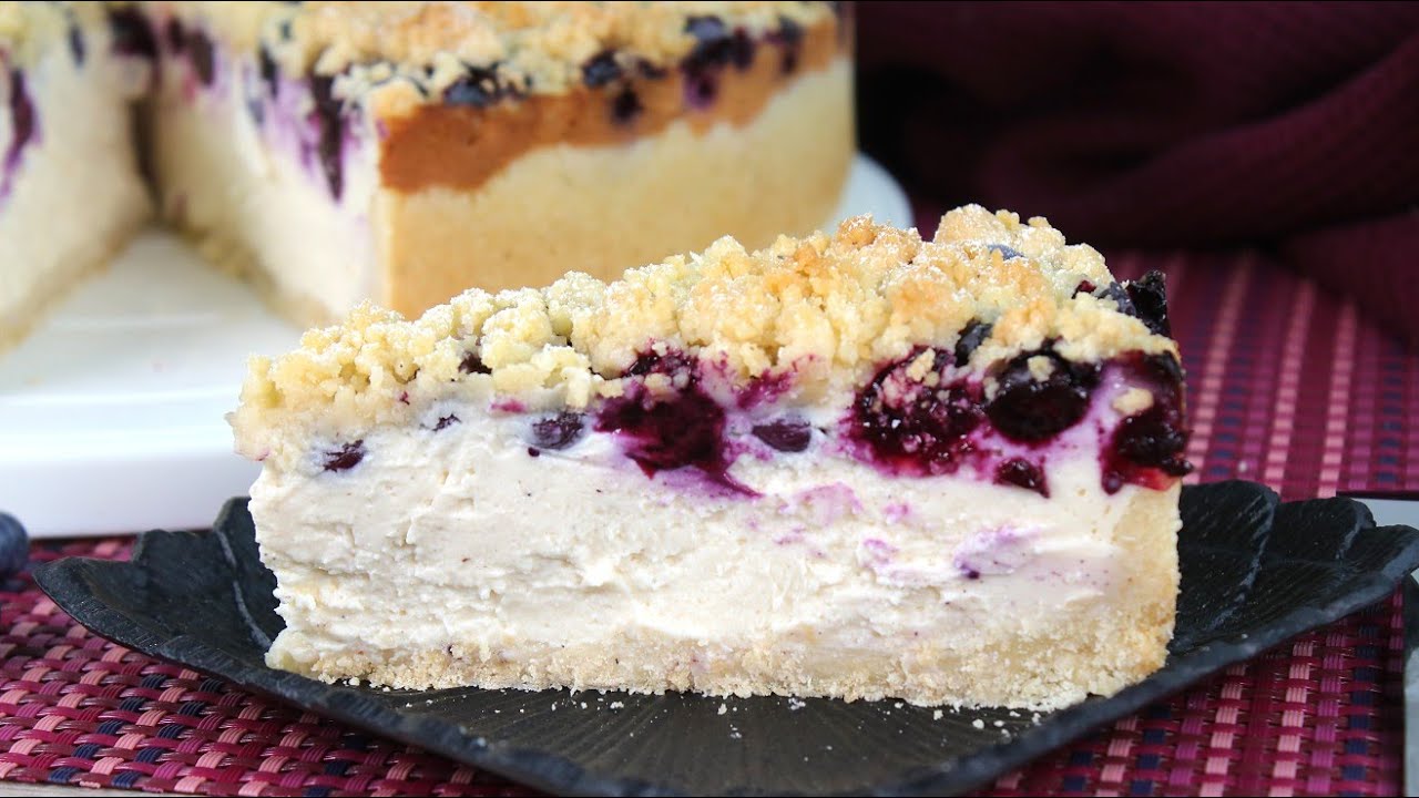 Heidelbeeren Käsekuchen mit Streusel