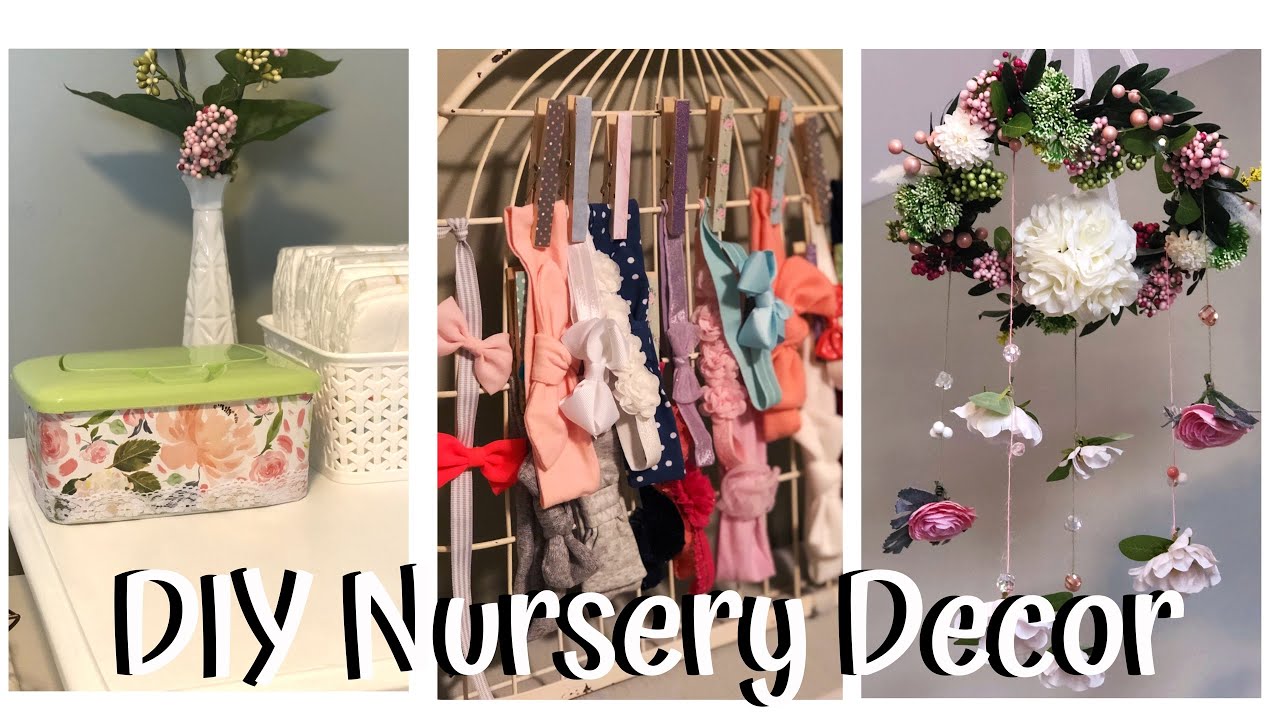 DIY NURSERY DECOR FOR BABY GIRL | Mobile, Headband Organizer, & More!