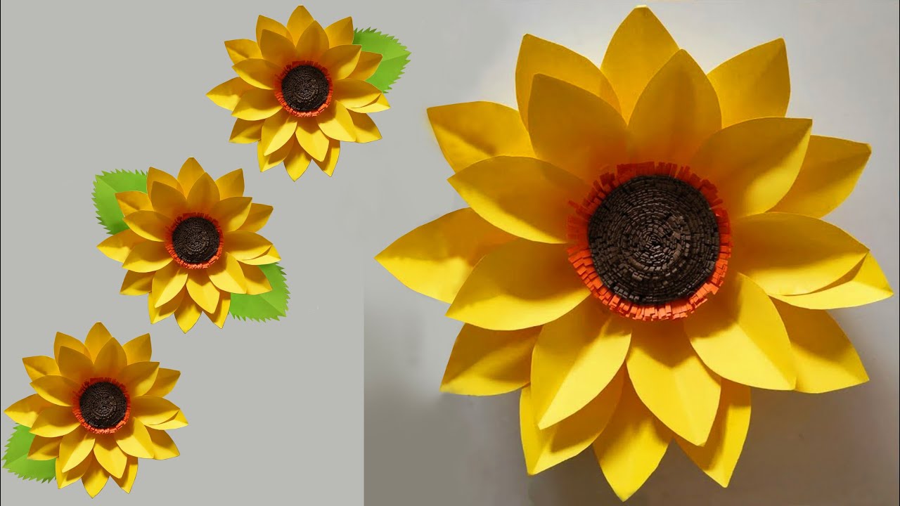 Giant Paper Sunflower Making - DIY Wall Hanging Room Decor Ideas - Very Easy