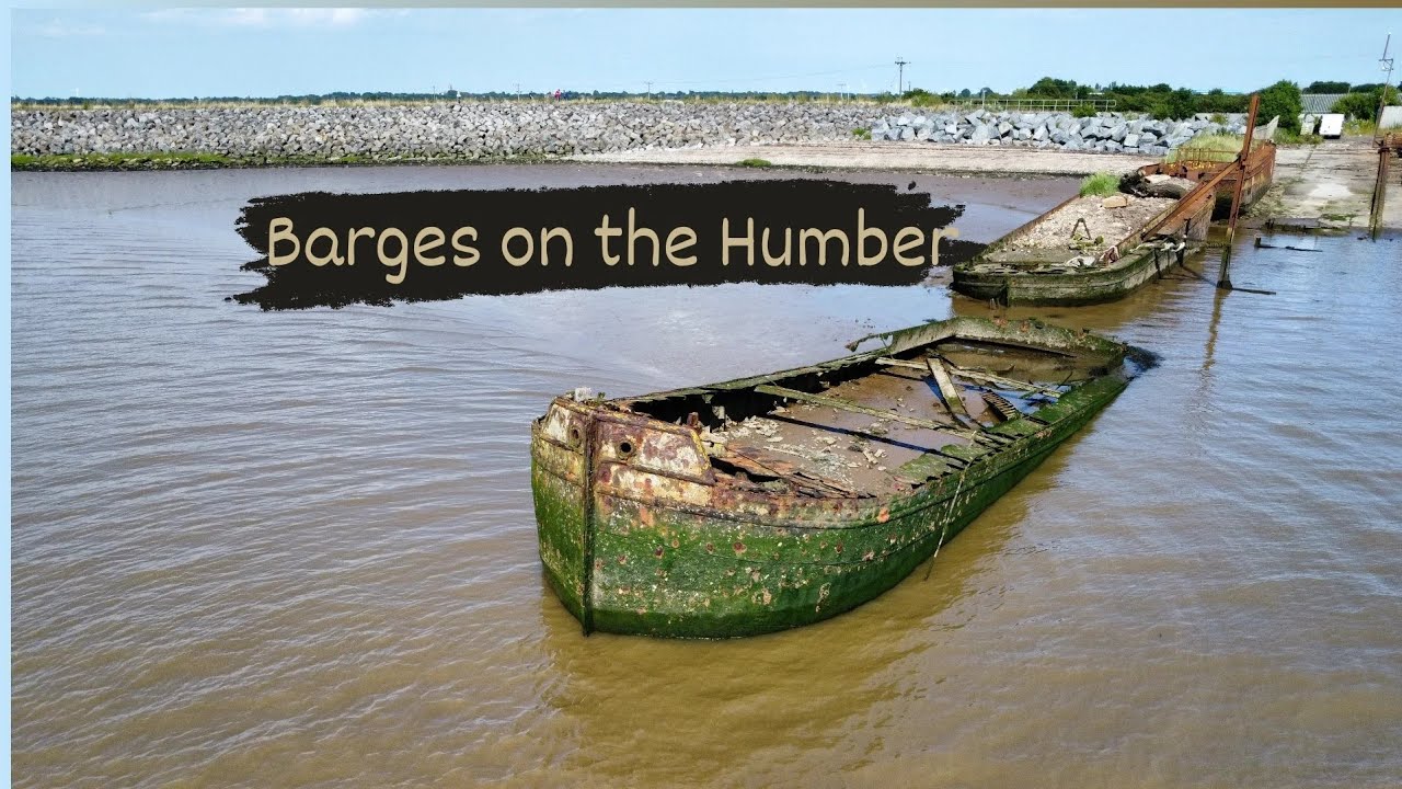 Old Barges rural decay Drone Flight at Paull on the River Humber.