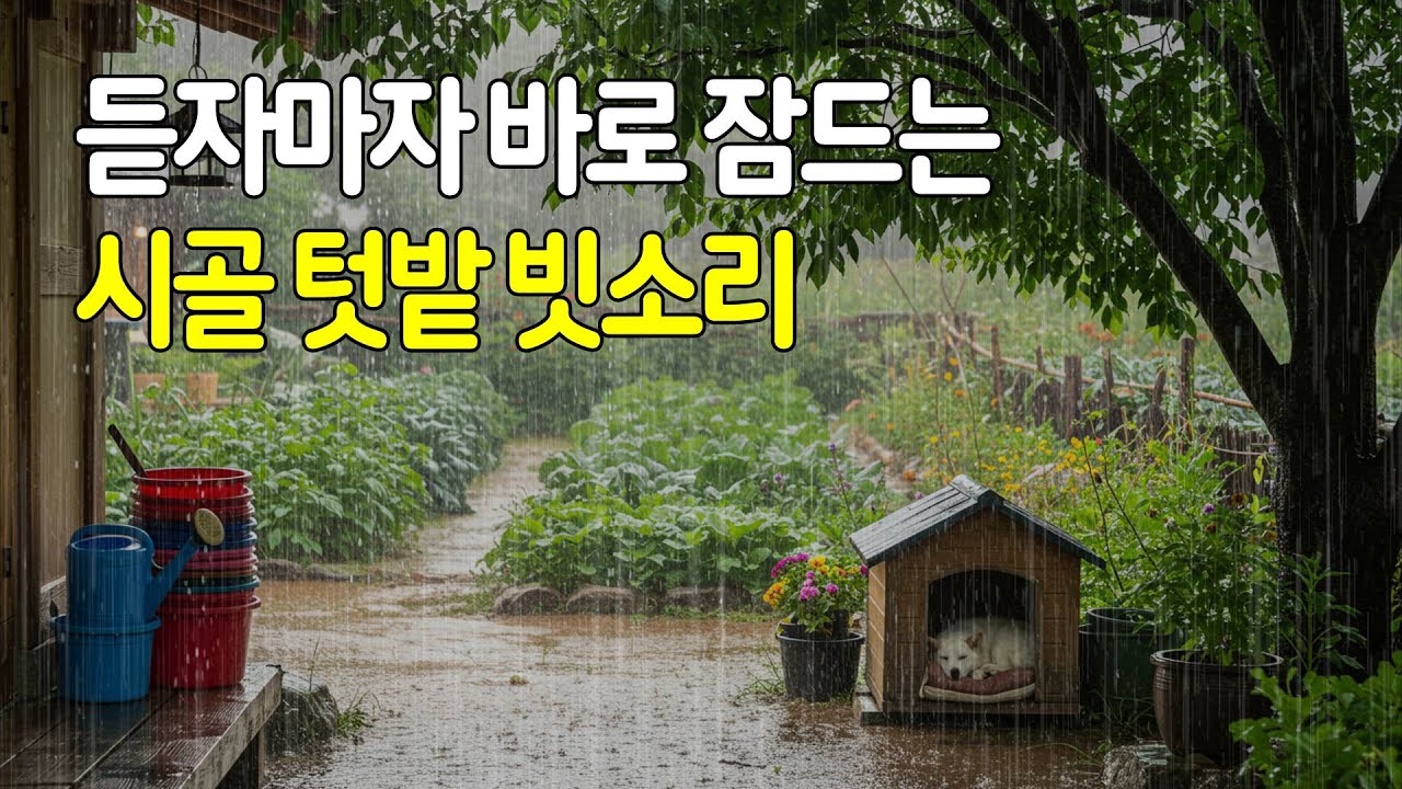 듣자마자 바로 잠드는 시골 텃밭 빗소리 | 불면증, 걱정 따위 잊어버리는 힐링 ASMR