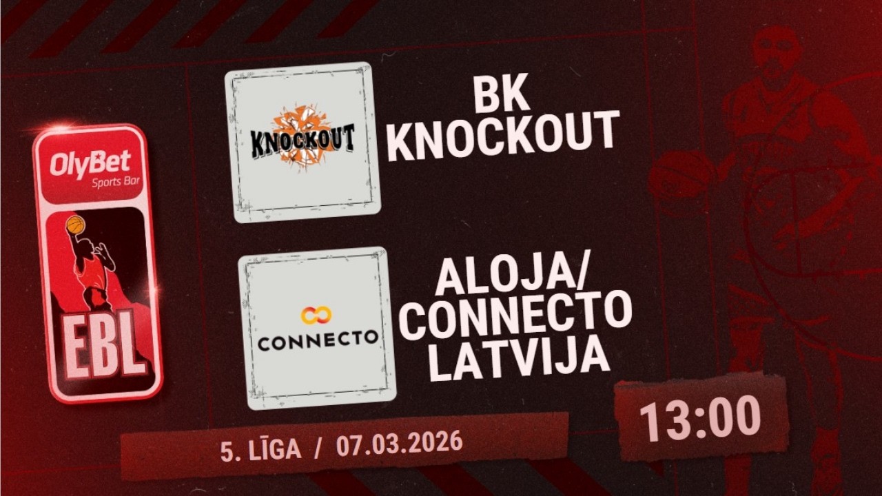 Olybet basketbola līga: BK Knockout - Aloja/Connecto Latvija (5.līga 1/8 fināls)