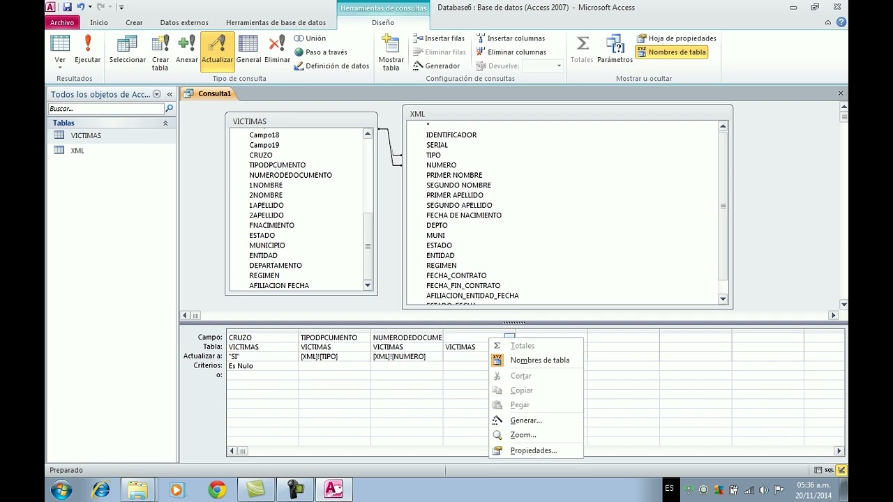 Como Cruzar 2 tablas en Access