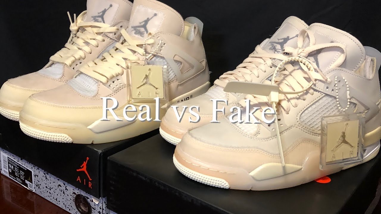 Air Jordan 4 Off-White Sail  Real vs Fake review black light test